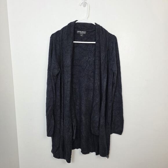 Barefoot Dreams Dark Grey Bamboo Chic Lite Soft Cozy Lounge Circle Cardigan Sz L - Picture 2 of 8